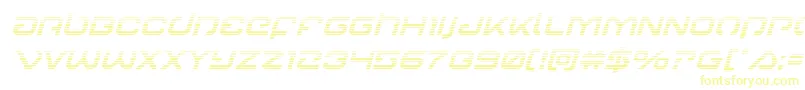 フォントGunrunnergradital – 白い背景に黄色の文字