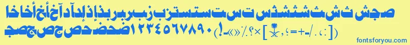 AymJeddahSUNormal. Font – Blue Fonts on Yellow Background