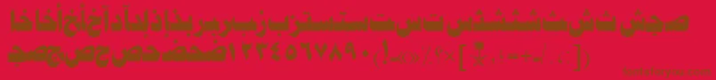 AymJeddahSUNormal. Font – Brown Fonts on Red Background