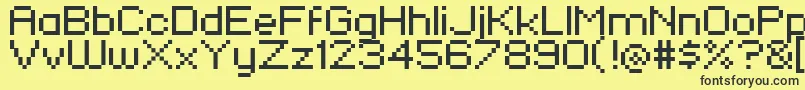 Pixelfj8pt1-Schriftart – Schwarze Schriften auf gelbem Hintergrund