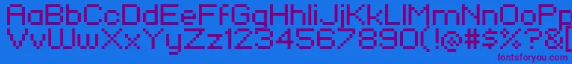 Pixelfj8pt1-Schriftart – Violette Schriften auf blauem Hintergrund