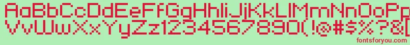 Pixelfj8pt1 Font – Red Fonts on Green Background