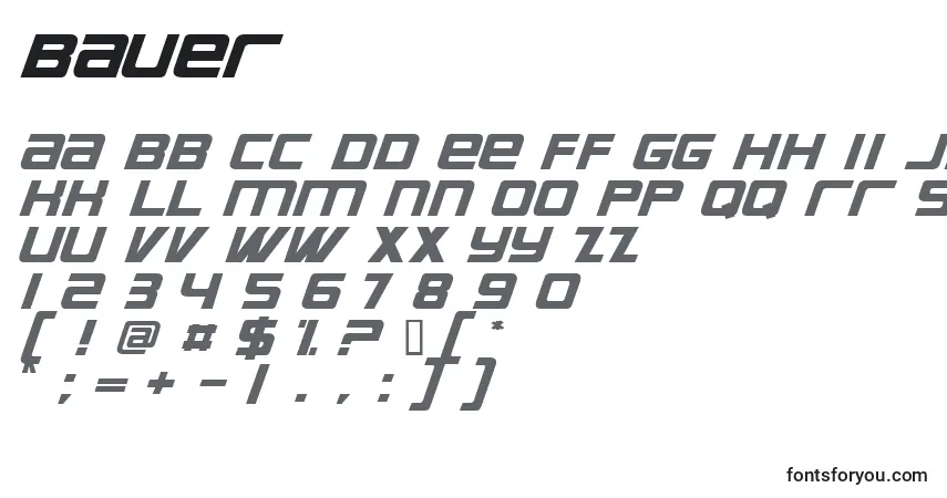 Czcionka Bauer – alfabet, cyfry, specjalne znaki