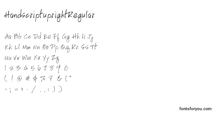 HandscriptuprightRegular-fontti – aakkoset, numerot, erikoismerkit