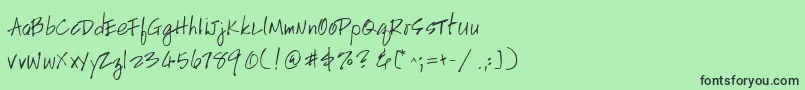 フォントHandscriptuprightRegular – 緑の背景に黒い文字