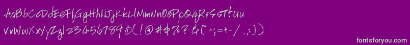 HandscriptuprightRegular Font – Green Fonts on Purple Background