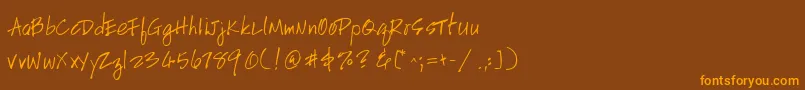 HandscriptuprightRegular Font – Orange Fonts on Brown Background