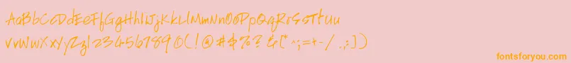 フォントHandscriptuprightRegular – オレンジの文字がピンクの背景にあります。