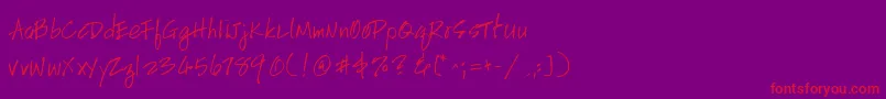 HandscriptuprightRegular Font – Red Fonts on Purple Background