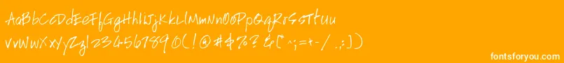 HandscriptuprightRegular-Schriftart – Weiße Schriften auf orangefarbenem Hintergrund