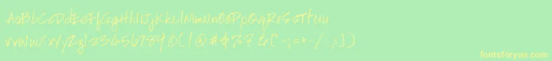 HandscriptuprightRegular Font – Yellow Fonts on Green Background