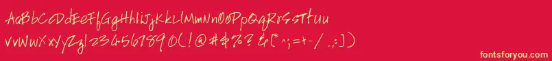 HandscriptuprightRegular Font – Yellow Fonts on Red Background