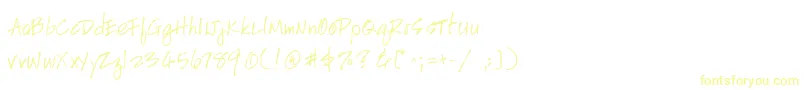 フォントHandscriptuprightRegular – 白い背景に黄色の文字