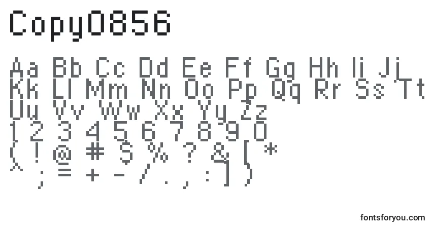 Czcionka Copy0856 – alfabet, cyfry, specjalne znaki