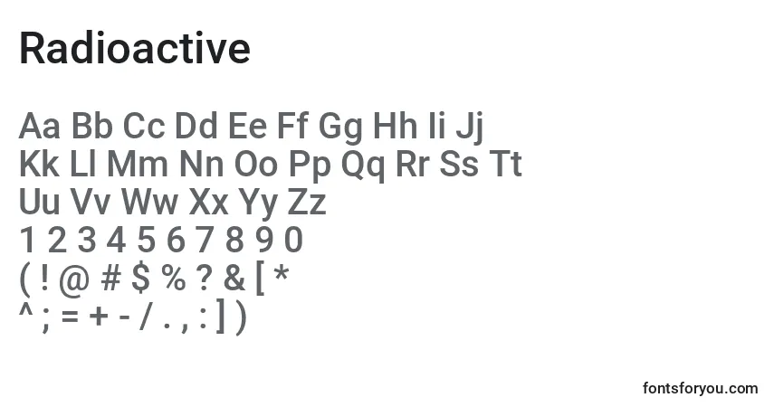 Шрифт Radioactive – алфавит, цифры, специальные символы