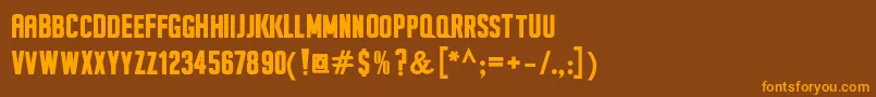 フォントSeilsSansBold – オレンジ色の文字が茶色の背景にあります。