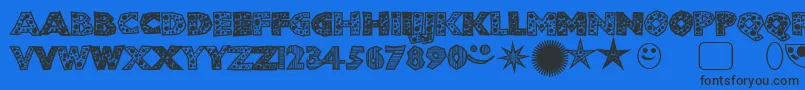 Shlockoblockodroppocaps-fontti – mustat fontit sinisellä taustalla