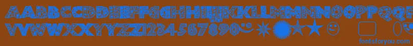 フォントShlockoblockodroppocaps – 茶色の背景に青い文字