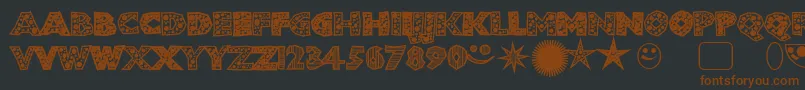 Shlockoblockodroppocaps-fontti – ruskeat fontit mustalla taustalla