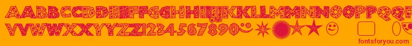フォントShlockoblockodroppocaps – オレンジの背景に赤い文字