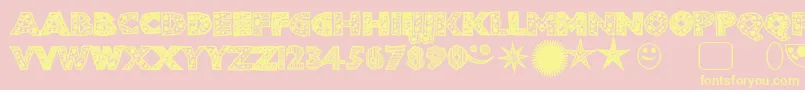 Shlockoblockodroppocaps Font – Yellow Fonts on Pink Background