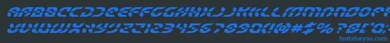 Starfighterboldsuperital Font – Blue Fonts on Black Background