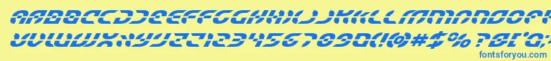 Starfighterboldsuperital Font – Blue Fonts on Yellow Background