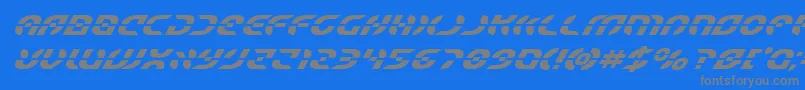 Saiba mais sobre a fonte Starfighterboldsuperital Fonte Starfighterboldsuperital – fontes cinzas em um fundo azul
