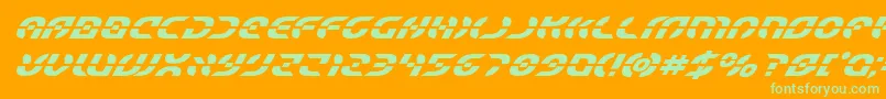 Starfighterboldsuperital Font – Green Fonts on Orange Background