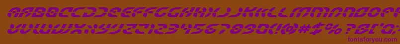 Starfighterboldsuperital Font – Purple Fonts on Brown Background