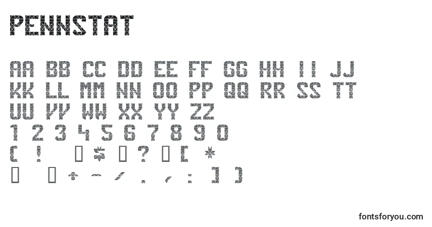 Schriftart Pennstat – Alphabet, Zahlen, spezielle Symbole