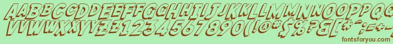 Fonte SfFedoraShadow – fontes marrons em um fundo verde