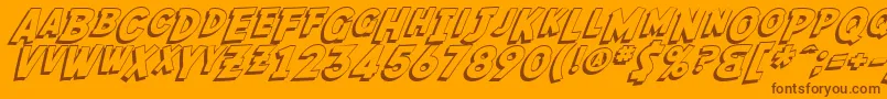 SfFedoraShadow-Schriftart – Braune Schriften auf orangefarbenem Hintergrund