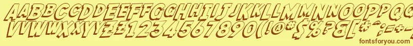 Fonte SfFedoraShadow – fontes marrons em um fundo amarelo