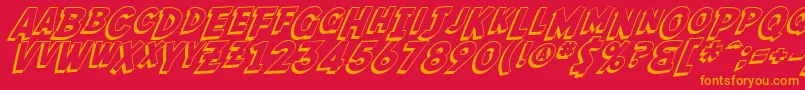 SfFedoraShadow-Schriftart – Orangefarbene Schriften auf rotem Hintergrund