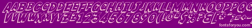 SfFedoraShadow-fontti – vaaleanpunaiset fontit violetilla taustalla
