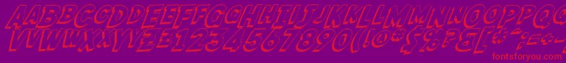 SfFedoraShadow-Schriftart – Rote Schriften auf violettem Hintergrund