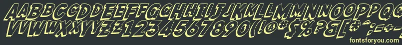 フォントSfFedoraShadow – 黒い背景に黄色の文字