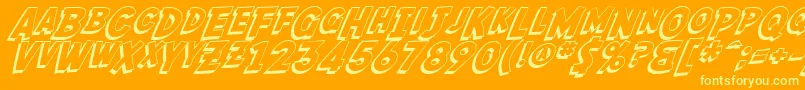 SfFedoraShadow-fontti – keltaiset fontit oranssilla taustalla