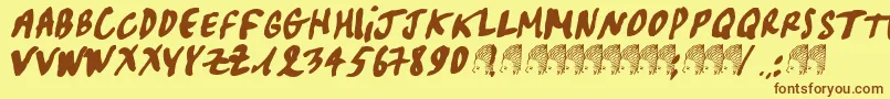 Fonte Pascal – fontes marrons em um fundo amarelo