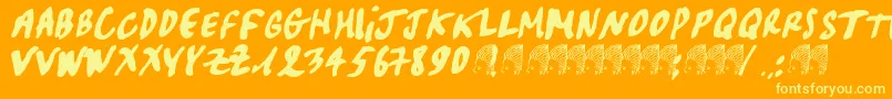 Weitere Informationen zur Pascal-Schriftart Pascal-Schriftart – Gelbe Schriften auf orangefarbenem Hintergrund