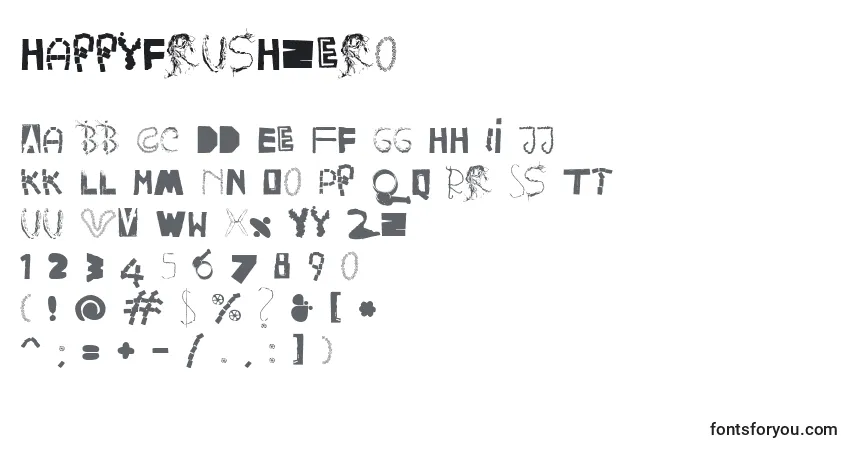Schriftart Happyfrushzero – Alphabet, Zahlen, spezielle Symbole