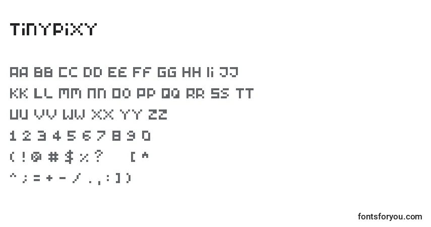 Schriftart Tinypixy – Alphabet, Zahlen, spezielle Symbole