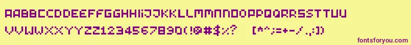 Tinypixy Font – Purple Fonts on Yellow Background