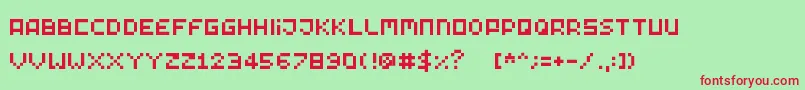 フォントTinypixy – 赤い文字の緑の背景