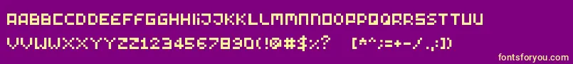 Tinypixy-fontti – keltaiset fontit violetilla taustalla