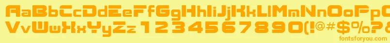 フォントAks – オレンジの文字が黄色の背景にあります。