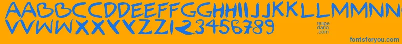 FdIlhoscript Font – Blue Fonts on Orange Background