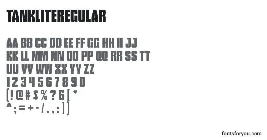 Fuente TankliteRegular - alfabeto, números, caracteres especiales