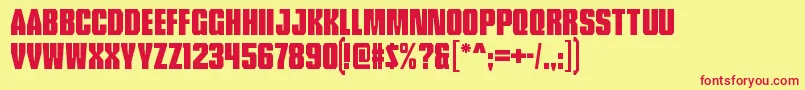 フォントTankliteRegular – 赤い文字の黄色い背景